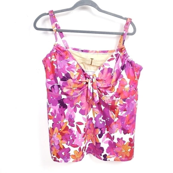 Swimsuits For All Other - Swimsuits for all floral tie front tankini 24D/DD